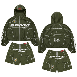 ชุดเซ็ตเสื้อแจ็คเก็ตกันลมและกางเกงขาสั้นผู้ชาย รุ่นคัสตอม 2025  ชุดเซ็ตเสื้อแจ็คเก็ตกันลมและกางเกงขาสั้นไนลอนสำหรับผู้ชายและผู้หญิง - Product Image 2