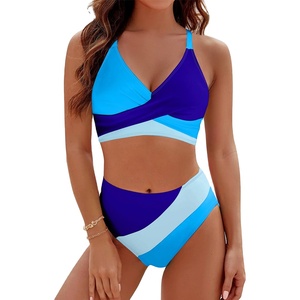 เซ็ตบิกินี่มินิ2ชิ้นสำหรับผู้หญิงชุดบิกินี่ฟิตเนส2ชิ้นสีล้วนแขนสั้นเข้าชุดเสื้อยืด2026ออกแบบได้ตามต้องการ - Product Image 1