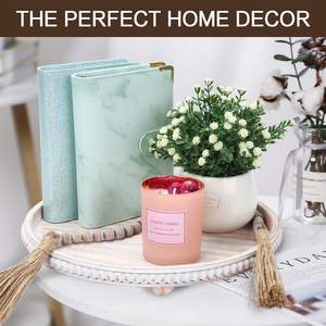 12 ''Plateau décoratif en bois rond perlé Table basse décorative Plateau de pièce maîtresse Décor de ferme rond - Product Image 5