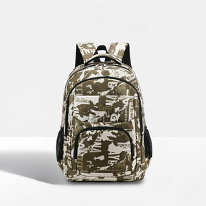 Vintage Camo School <b>Backpack</b> with <b>Waterproof</b> Oxford Material Lining Polyester Zipper Closure - Product Image 1