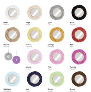 กระจกผนังปอกระเจาและผ้าฝ้ายราฟเฟอร์-ทำด้วยมือจากธรรมชาติ - Product Image 3