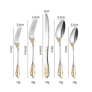 Ensemble de couverts de luxe en acier inoxydable, finition miroir, fourchette, couteau, cuillère pour hôtel et mariage à prix avantageux - Product Image 3