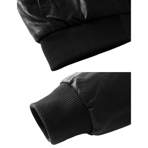 Wholesale Men's Fleece <b>Lined</b> Bomber Faux Leather <b>Jacket</b> Custom Made Faux <b>Fur</b> Men Winter Thickening Warm <b>Jackets</b> Coats - Product Image 4
