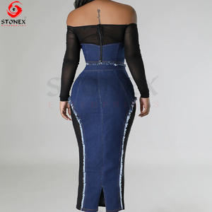 Nuevo y elegante precio al por mayor, Faldas vaqueras sexis de algodón vaquero, ropa de calle transpirable, conjunto de falda de dos piezas para niñas y mujeres - Product Image 4