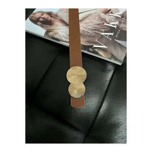 Round Gold Buckle Women's <b>Belt</b>, Trouser <b>Belt</b>, Jacket <b>Belt</b>, <b>Dress</b> <b>Belt</b>, Shirt <b>Belt</b> - Tan - Product Image 3