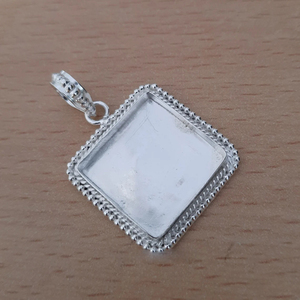 Designer Collet Pendants 925 Sterling Silver 27 MM Square Shape Silver Metal Casting for Pre Notched Setting Jewelry Accessories - Product Image 3