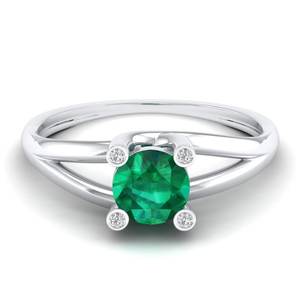 Anillos de Plata de Ley 925 con Esmeralda y Moissanita de Lujo REYES para Mujer, Precio al por Mayor, Joyería Fina con Certificado GRA - Product Image 1