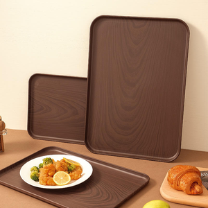 Plateau en bois d'acacia créatif coréen, assiette ronde en bois, rétro, hôtel, assiette à nourriture occidentale, bol, ensemble de vaisselle - Product Image 2