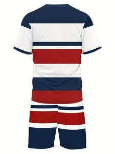 Conjunto de Pantalones Cortos y Camiseta Personalizados para Hombre, Cuello Redondo, Poliéster/Algodón Transpirable, Impresión Serigráfica, Alta Calidad, Venta al Por Mayor - Product Image 2