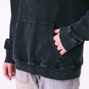 Custom Men's Solid Pocket 100% Cotton <b>Washed</b> Oversized Drop Shoulder Heavyweight GSM Winter Hoodies High Quality Sialkot - Product Image 6