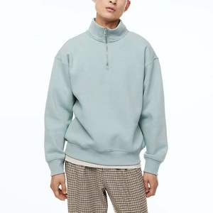 Custom <b>Men's</b> Half <b>Zip</b> Pullover <b>Quarter</b> <b>Zip</b> Solid Color Warmer <b>Fleece</b> 100% Cotton Lined Breathable Sweatshirt for Autumn - Product Image 5