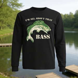 T-shirt à manches longues « I'm All About That Bass Fishing » avec motif de poisson amusant - Product Image 3