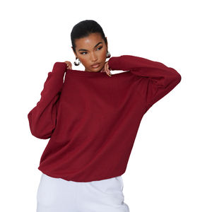 Solid <b>Red</b> Color New Sweat Shirt Cotton High Quality Women's Clothing Non Hood Oversize Sweat Shirts - Product Image 1