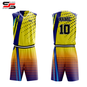 Maillot de basket-ball en polyester 100% de haute qualité en gros, imprimé par transfert thermique personnalisé, respirant, antibactérien, réversible - Product Image 1