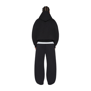 Ensemble deux pièces sweat à capuche et pantalon de survêtement personnalisé pour hommes Survêtement 100% coton de haute qualité, lourd et teint en plaine, pour l'hiver - Product Image 2