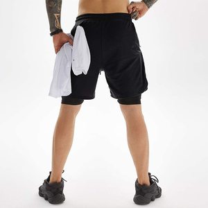 Shorts de sport pour hommes 2-en-1 décontractés et athlétiques 2026, en maille respirante à séchage rapide, avec cordon de serrage, personnalisables, grandes tailles, avec poches - Product Image 4