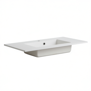 Évier encastré en résine blanc mat de 90 cm avec bassin central - Product Image 3