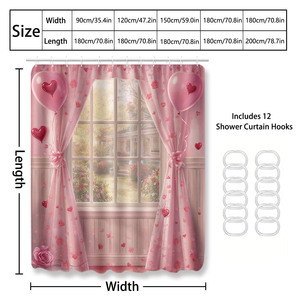 Custom Printed Waterproof Shower Shower <b>Curtain</b> for Bathroom Waterproof Polyester <b>with</b> <b>Hooks</b> - Product Image 4