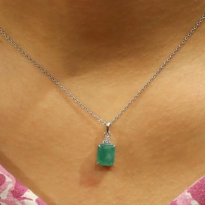 Bonne Qualité Solide 925 Sterling Silver Emerald Cut 7*9mm Nouvelle Arrivée À La Mode Fine Gemstone Pendentif Collier Gemstone Jewelry - Product Image 1