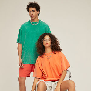 Camiseta serigrafiada de alta calidad con lavado ácido sólido para hombre, ropa de calle Vintage, 100% de algodón, ajuste Regular, transpirable, venta al por mayor, negro - Product Image 4