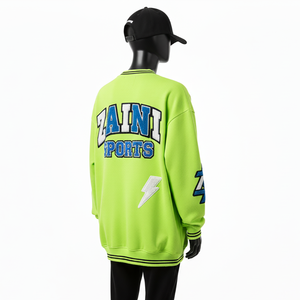 Sweat-shirt oversize pour homme, 320 GSM, en molleton de coton premium, vert lime, tissu lourd et doux, logo brodé, sweat-shirts basiques - Product Image 5