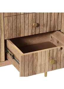 Buffet moderne en bois massif avec trois tiroirs et grande porte avec anneau pour meubles de maison ou d'école - Product Image 5