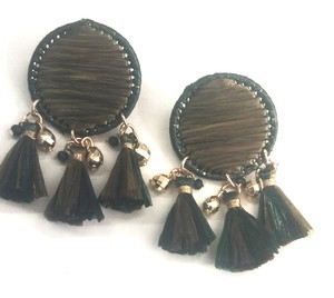 Pendientes de aro de estilo bohemio para mujer, hechos a mano, rafia occidental, tejido, diseño de retazos multicolor, joyería de moda para mujer - Product Image 4