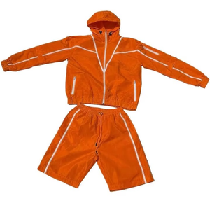 OEM Men's <b>Windbreaker</b> Shorts Set Custom High Quality Zip up Jacket Lightweight Nylon Shorts Sets for Men Summer Tracksuit - Product Image 3