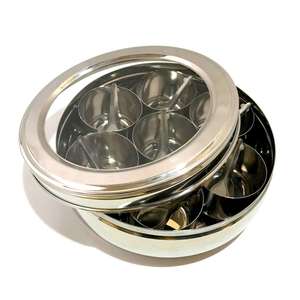 Top Selling 7 <b>Tins</b> Stainless Steel Indian <b>Spice</b> Boxes Masala Dabba Condiment Containers Wholesale Price Metal Design - Product Image 3