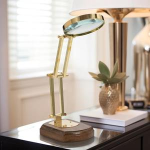 Premium Quality Gold Metal Magnifying <b>Glass</b> Sculpture With Adjustable Arm Perfect For Stylish Office <b>Desk</b> Decor - Product Image 1