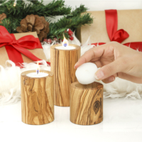 ArtisRaw Natürlicher Holz-Teelichthalter in Säulenform Handgefertigt für Weihnachten und Festliche Dekoration Hergestellt in TN