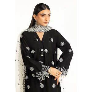 Conjunto de 3 Piezas Bordado Schiffli Negro para Mujer, Ropa de Exterior Premium, Cómoda y Elegante - Product Image 4