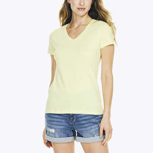 Verano de alta calidad Color sólido 220gsm 100% algodón camisetas en blanco logotipo personalizado camisetas lisas Unisex mujeres hombres T Shi - Product Image 5