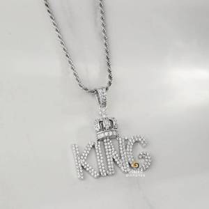 Pendentif Hip Hop Lettre Personnalisée pour Homme en Or Blanc 10K avec Brillant Lab Grown VVS Clarity D Diamants Incolores Cadeau - Product Image 2