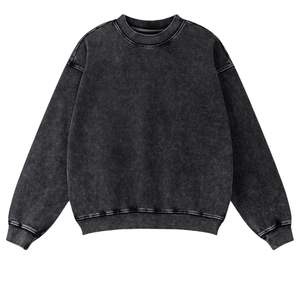 Sudadera de color personalizado lavado ácido jersey de cuello redondo de gran tamaño suelto 100% algodón ropa de calle de invierno para hombres y mujeres - Product Image 1