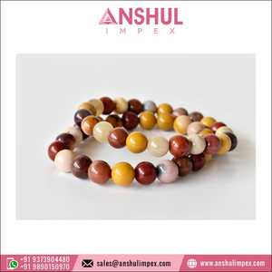 Pure Quality Red Color <b>Healing</b> 7.5in Mookaite Round Heart Gemstone Hand Beaded <b>Bracelet</b> for Men's Anniversary - Product Image 3