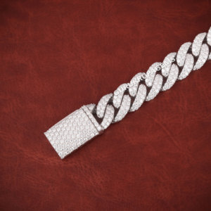 ขายดีสร้อยข้อมือเพชร13มม. ทรงคิวบานำน้ำแข็งสองแถว VVS 925เพชรที่ปลูกในห้องปฏิบัติการสร้อยข้อมือลิงค์ไมอามี่คิวบาเงิน - Product Image 3