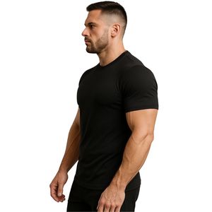 T-shirt de compression pour homme, vêtements de sport actifs, 95% coton, 5% élasthanne, respirant, performance, salle de sport, entraînement, fitness, sport, haut d'entraînement - Product Image 4