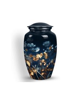 Urne funéraire de fleurs dorées de nuit pour maman Vase funéraire de cendres en métal de taille personnalisée pour urne humaine décorative masculine et féminine adulte - Product Image 4