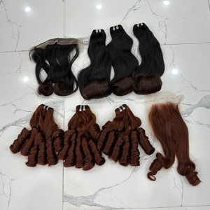 MEJOR VENTA BOUNCY FUNMI RILS SUPER DOBLE DONANTE CRUDO EXTENSIONES DE CABELLO HUMANO VIETNAMITA PARA HACER PELUCAS - Product Image 6
