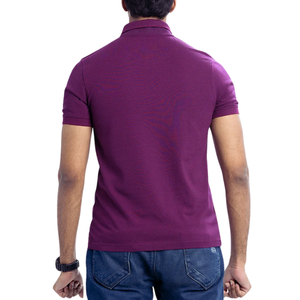 Classique élégant solide violet piqué confortable hommes pour polos avec tissu tricoté à manches courtes pour toute occasion - Product Image 2