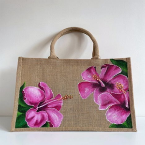 กระเป๋าโท้ทปอกระเจาขนาดเล็กที่มีดอกเดซี่สีขาววาดด้วยมือตรงกลางสีเหลืองสดใสมีจำหน่ายในราคาขายส่ง - Product Image 6