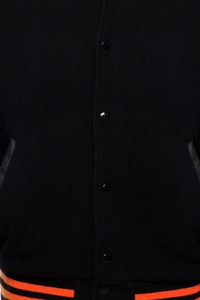 Haute qualité noir pure laine Varsity Letterman Bomber manches en cuir véritable CollegeBaseballjacket pour hommes livraison DDP - Product Image 6