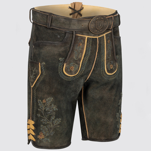 Authentic Style Bavarian <b>Short</b> Lederhosen Natural Look High Street Genuine <b>Leather</b> Pants Canvas Traditional Lederhosen <b>Shorts</b> - Product Image 2