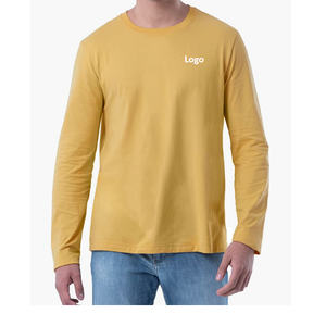 Camiseta de algodón de manga larga para hombre, ropa con logotipo personalizado, de calidad - Product Image 4