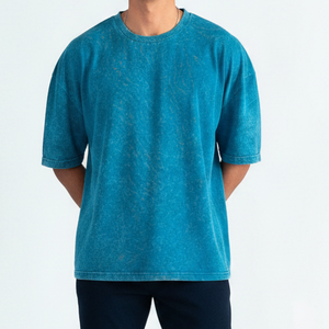 T-shirt Homme Oversize de Luxe Personnalisé Hip Hop en Coton Lourd 100% Coupe Ample Col Montant Épaules Tombantes - Product Image 1