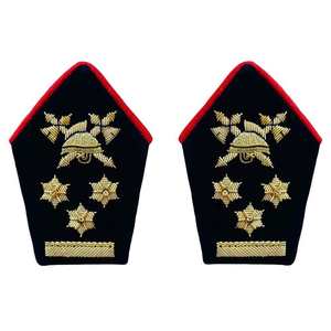 Hight Quality Gorget Collar Badge With Snap Brass Button Oem Collar Ranks Wreath in Gold or <b>Silver</b> Bullion Wire Collar Tap - Product Image 2