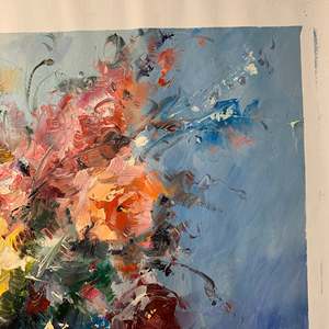 Dipinto a Olio di Fiori su Vaso 2024, Arte Murale 100% Dipinta a Mano su Tela di Lino - Product Image 5