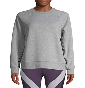 Venta al por mayor Sudadera de mujer Gris Cuello redondo Eco Smart Reciclado Mezcla de algodón Fleece sudaderas con capucha de mujer - Product Image 1