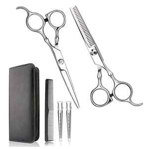 Juego de tijeras de corte de pelo al por mayor, tijeras de adelgazamiento, pulido de espejo, tijeras de peluquería, Kit de corte de pelo con estuche de cuero - Product Image 1